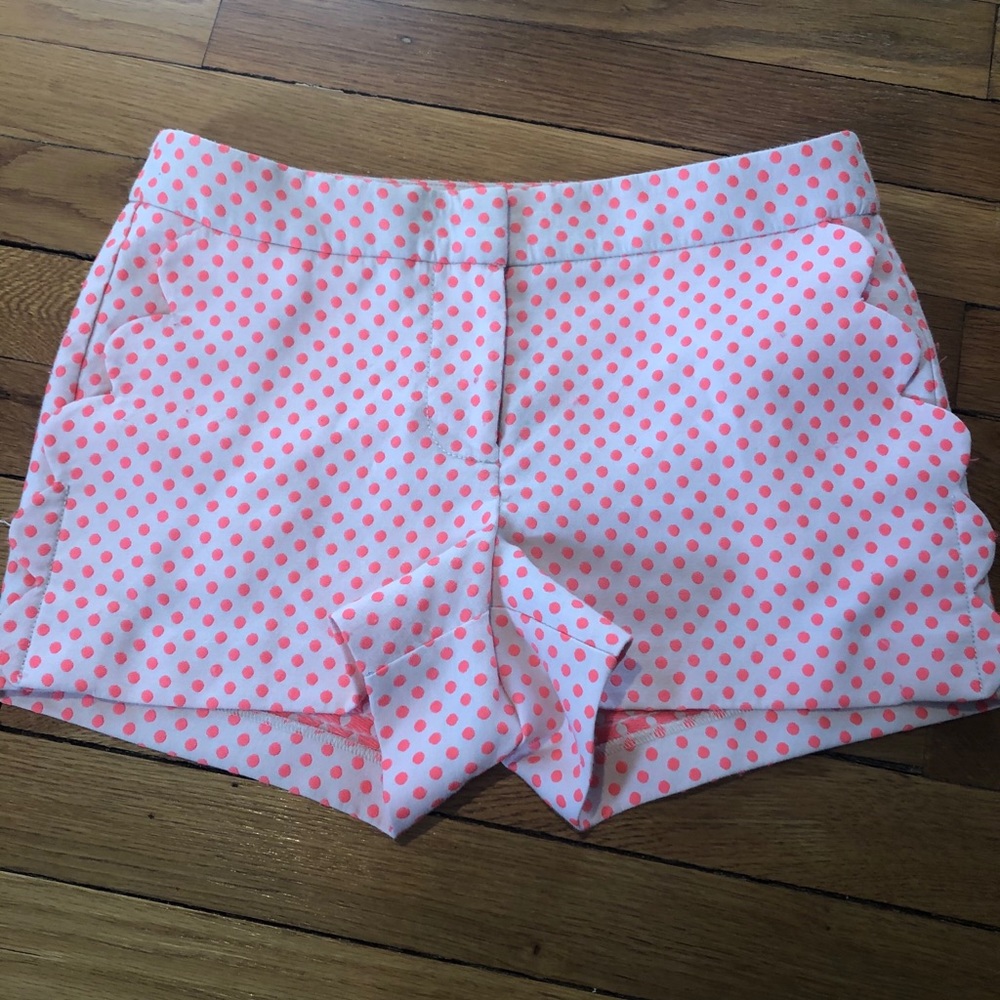 J Crew Pink Polka Dot Scalloped Pocket Shorts